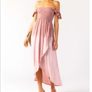 Tiare Hawaii Carnation Pink Smocked Maxi Dress